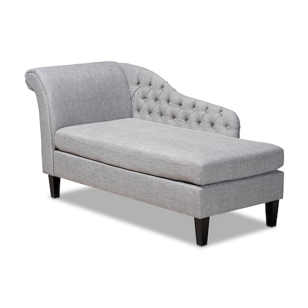 Baxton Studio Florent Grey Upholstered Black Finished Chaise Lounge 157-9702